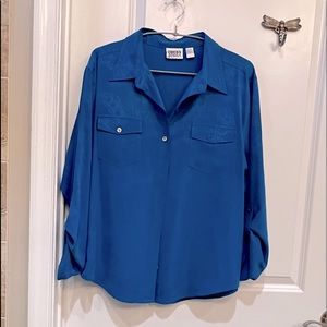 Chico's Design Vintage Blue Paisley Silk Shirt Size 3/XL